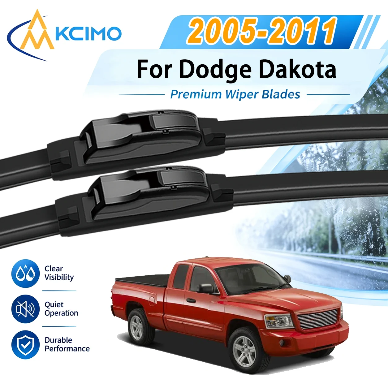 For Dodge Dakota 2005–2011 Auto Front Windshield Wipers High Steel Frame UV Resistant Silent Replacement Wiper Blades