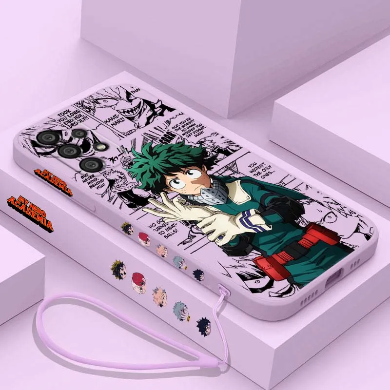 Anime My Hero Academia Cover For Samsung Galaxy A73 A71 A55 A54 A53 A51 A17 A16 A07 A06 A05 Liquid Left Rope Phone Case view 5
