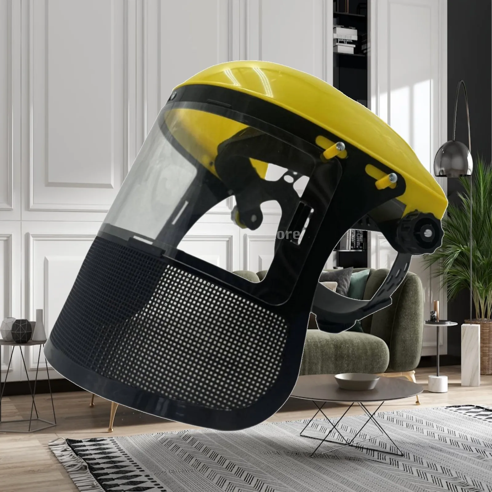 Safety Face Guard Head-Mounted Face Guard with Mesh Guard Lightweight Adjustable for Gardeners, Grass Cutting, Gardening