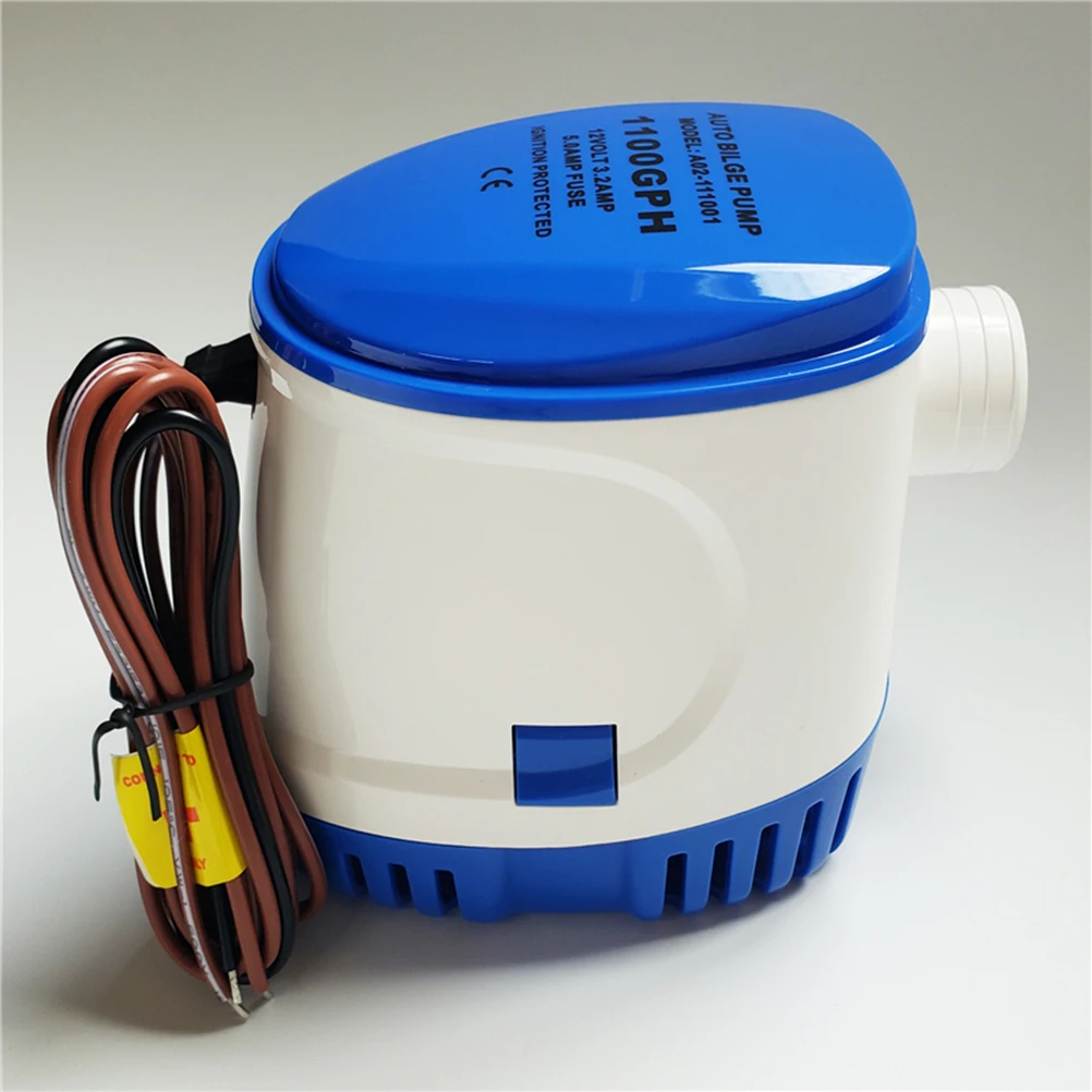 

12V Automatic Bilge Fully Submersible Electric Pump Compact Auto Boat Water Pump Rustproof Stainless Steel Shaft Blue