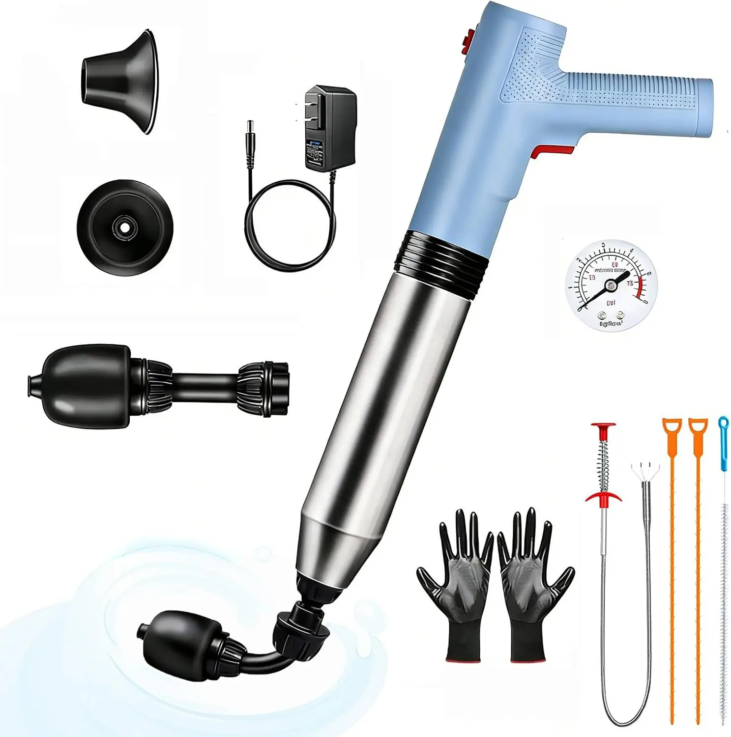 

Electric Toilet Plunger with High Pressure Air Tech for Fast Unclogging of Toilets, Sinks, Showers, Bathtubs and Pipes