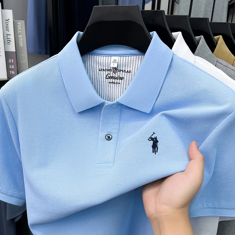 

100%cotton high-end short sleeve polo shirt men summer luxury brand pony embroidery design fashion business casual golf T-shirt