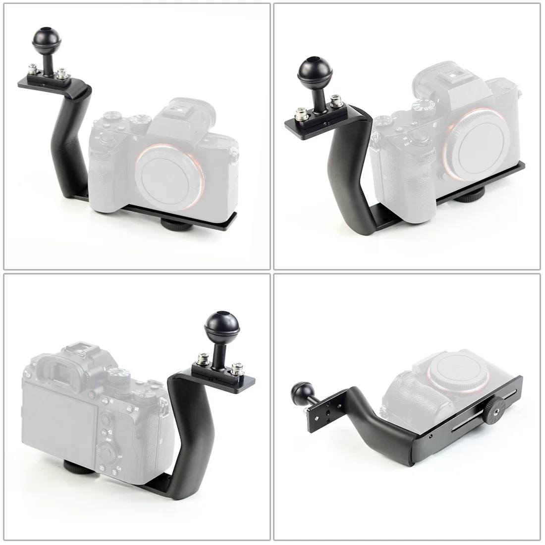Tauchhalterung aus Aluminiumlegierung, Z-Typ, Einzelgriff mit Basisadapter für Gopro Unterwasserkamera, Fotogehäuse, Taschenlampe – Detail 6