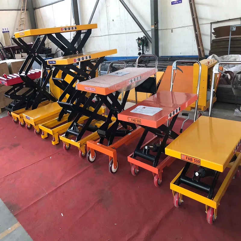 Warehouse 1 ton hand Manual Scissor Lift Table lifting mechanism fixed  scissor lift table hydraulic cart