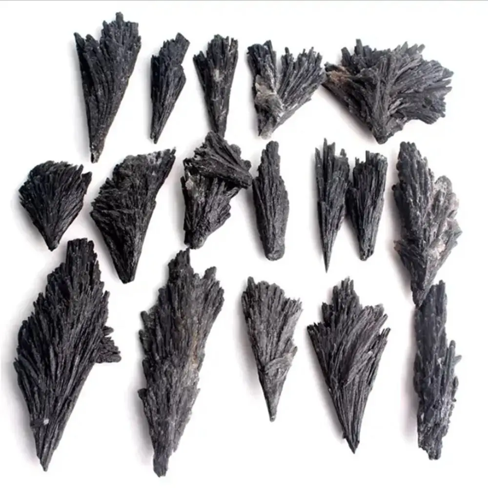Natural Crafts Fan-shaped Black Tourmaline Funny Black Tourmaline Raw Stone Ornament Collection Natural Rough Stone