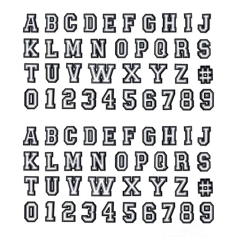 English Letter Black White Alphabet Shoe Set Crocs Accessories Silicone Croc Name Decoration Accessories for Kids X-mas Gift