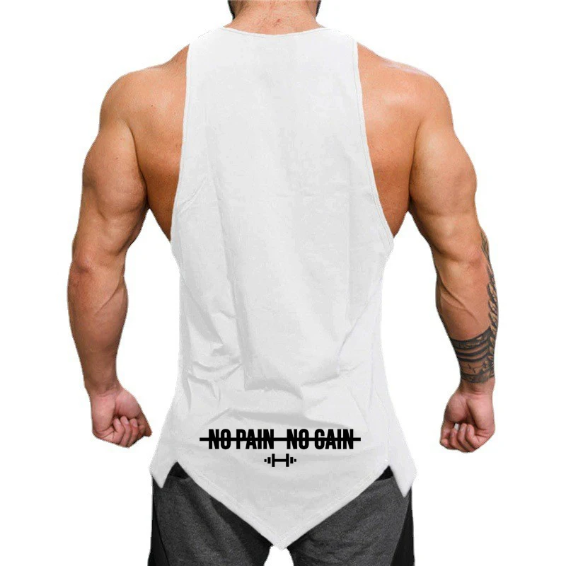 Summer Muscle Tank Tops Mens Irregular Hem Sleeveless Shirts Cotton Gym Clothing Bodybuilding Undershirt Casual Fitness Tee Tops