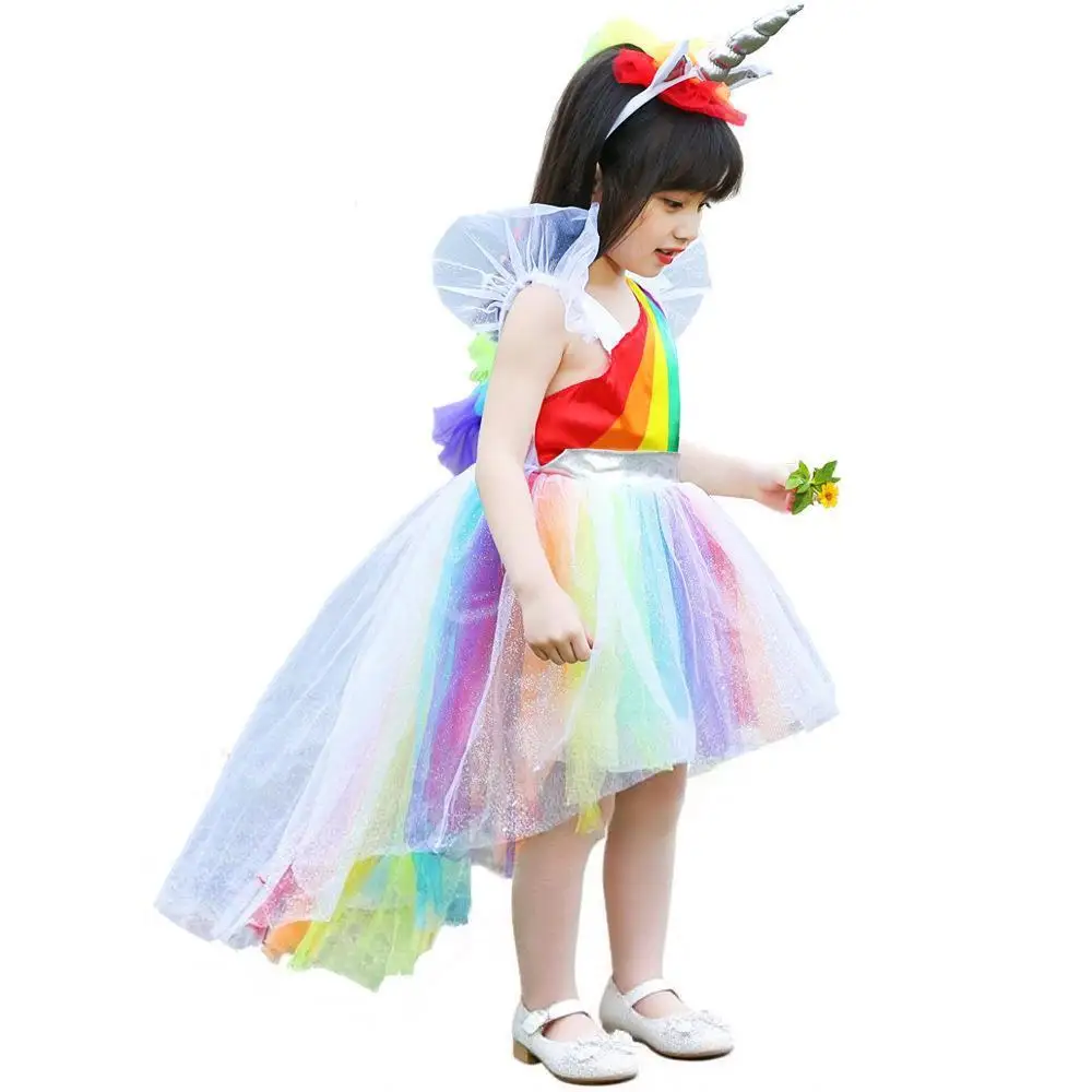 Children's loween Par Costume orn Rainbow  Dr Cosplay Event Celebration Magic orns Girls Dr