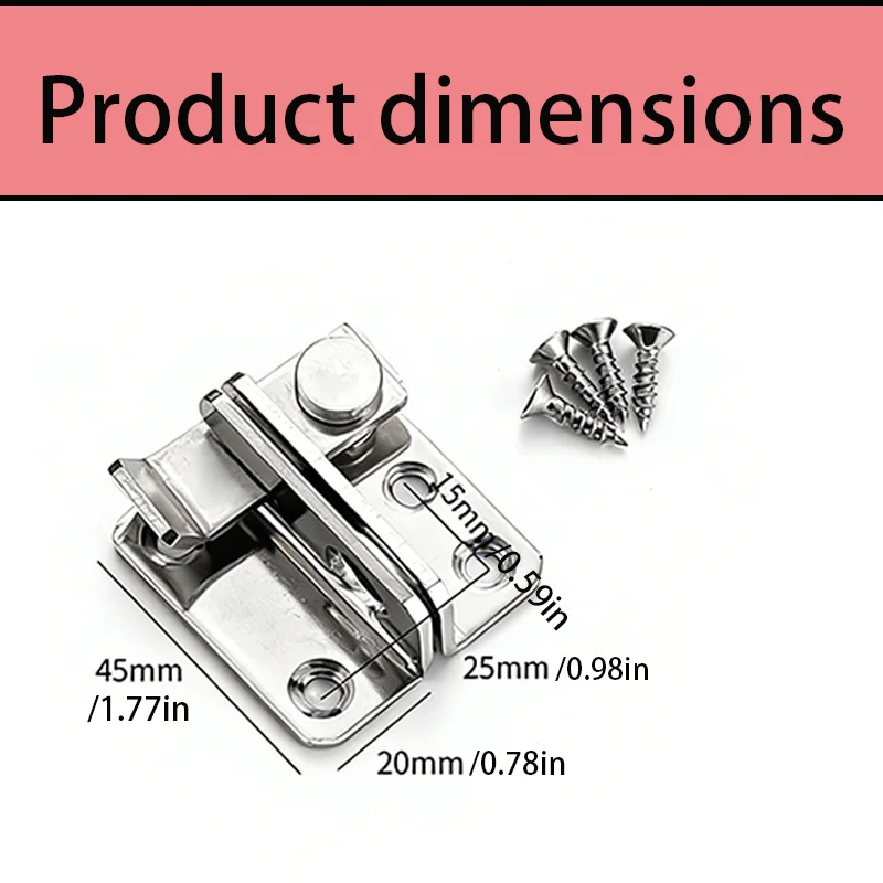 Stainless Steel Small Latch,Multi-Purpose Flip Lock for Wood Fence Gate,Bathroom Stall & Pet Cage,Padlockable for Extra Security