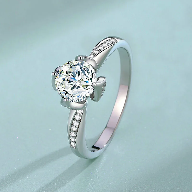 1 Carat Moissanite Lotus Ring For Women 925 Silver Party Proposal Wedding Anniversary Zircons Diamond Flower Cocktail Ring Gift