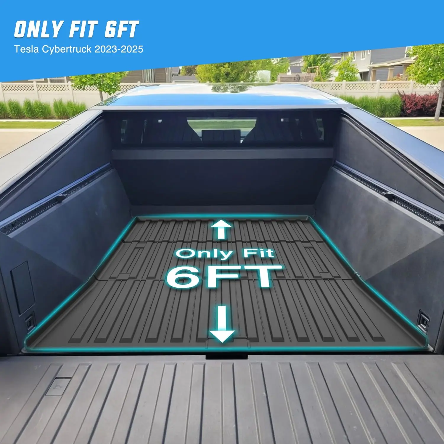 Nilight Truck Bed Mat Compatible with 2023-2026 Tesla Sybertruck 6 FT, Heavy-Duty Pickup Liner, Thicken Edge Design, Non-Slip, All Weather Protection