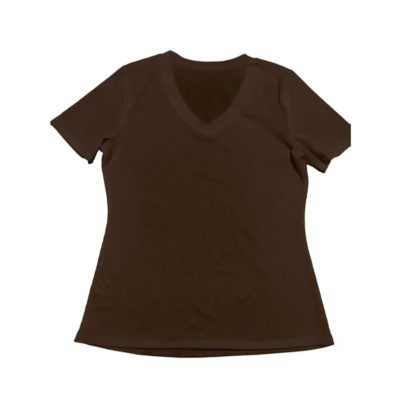 Grande taille 1XL-5XL mode femme T-shirt à manches courtes dames décontracté couleur unie déplacements polyvalent col en v T-shirt confortable
