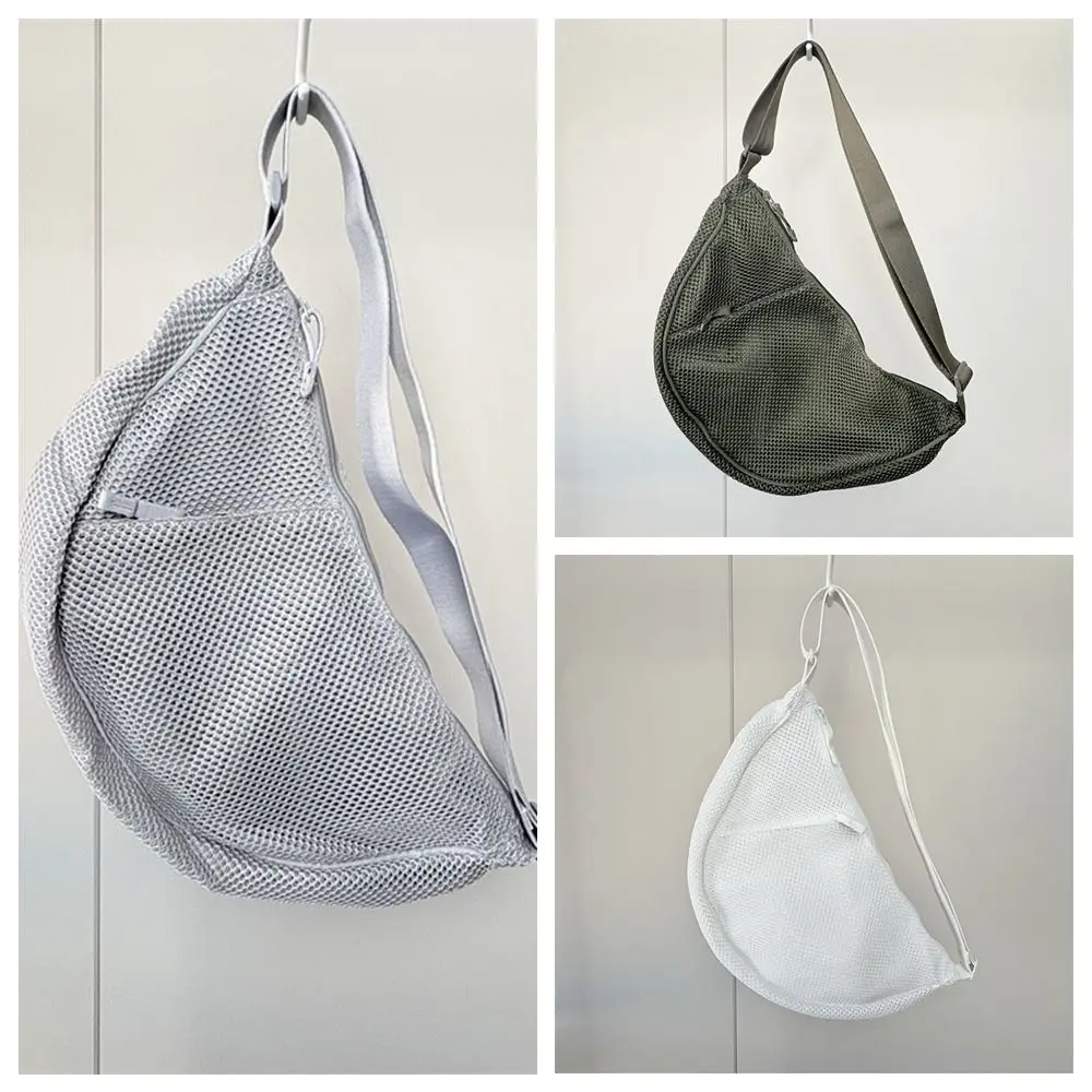 Casual Korean Style Nylon Mesh Crossbody Bag Handbag Fashionable Dumpling Bag Solid Color Lightweight Shoulder Bag Girls