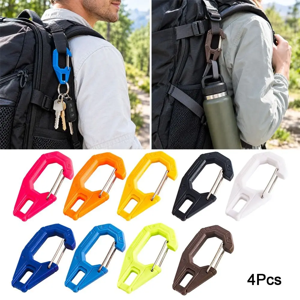 4pcs Colorful G-shaped Hook Loop Multi-function Pastic Bottle Hanging Buckle Webbing Attachment Fast Latch System