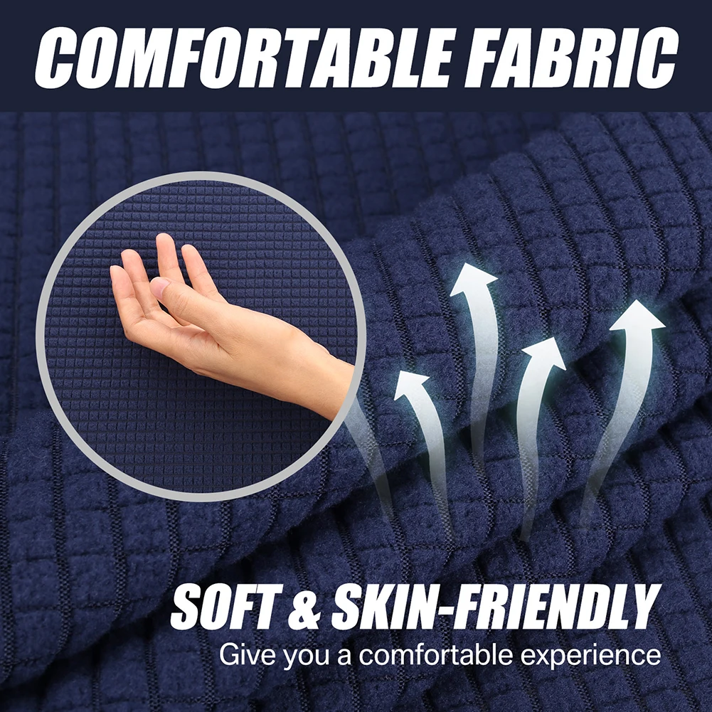 Fundas de sofá Jacquard elásticas azul marino - Protección para sala - imagen 2