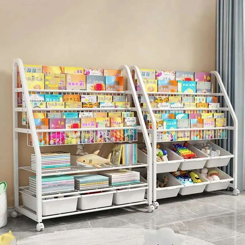 Rak Buku Baja Karbon Modern untuk Rumah Penyimpanan Mainan Dapat Dilepas Rak Buku Nyaman Rak Rumah Tangga Sederhana Kreatif untuk Perpustakaan