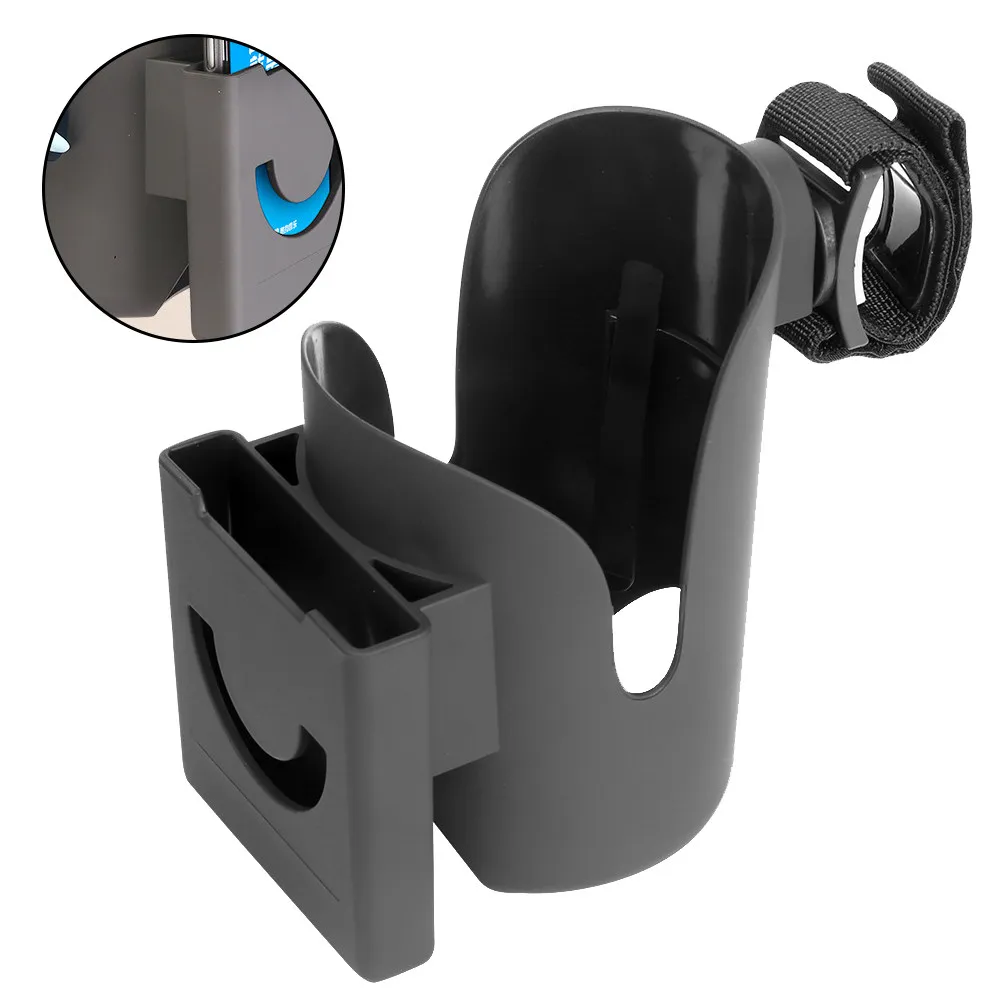 

Универсальный держатель для бутылочек 2-в-1 для детской коляски, полка для чашек, подставка для мобильного телефона, прочный, легкий, простой в установке, подходит для большинства бутылок, черный цвет