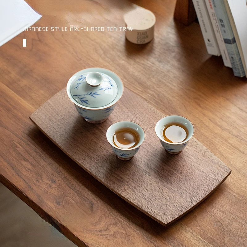 

Japanese Black Walnut Coffee Appliance Storage Tray Wooden Afternoon Tea Food Tray Solid Wood Dried Tea Set With Tea Tray