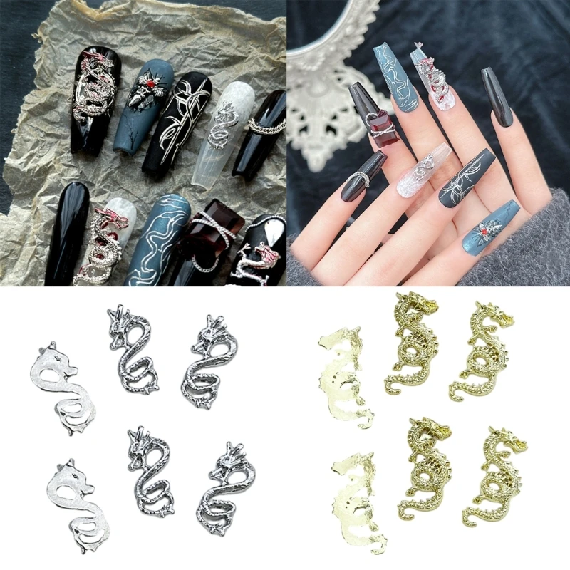 6 stücke geformte Metall Drachen Nagel Kunst Dekorationen mit Diamanten für Maniküre DIY für Frauen Mädchen