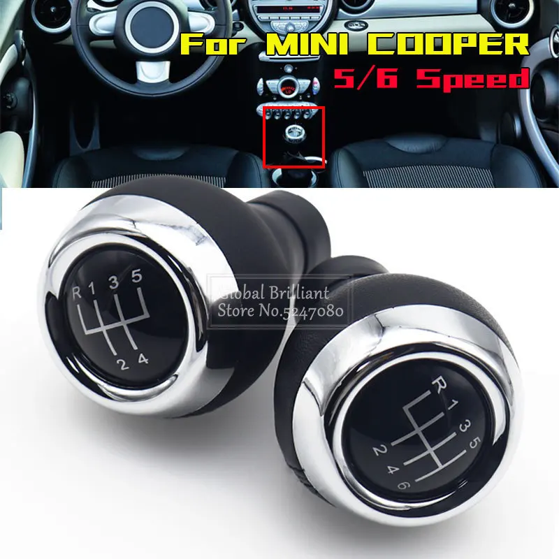 5 6 Speed Car Gear Shift Knob MT Lever Shifter Knob Head Black Case For Mini Cooper R55 R56 R57 R58 R59 R60 R61 F54 F55 F56 F57