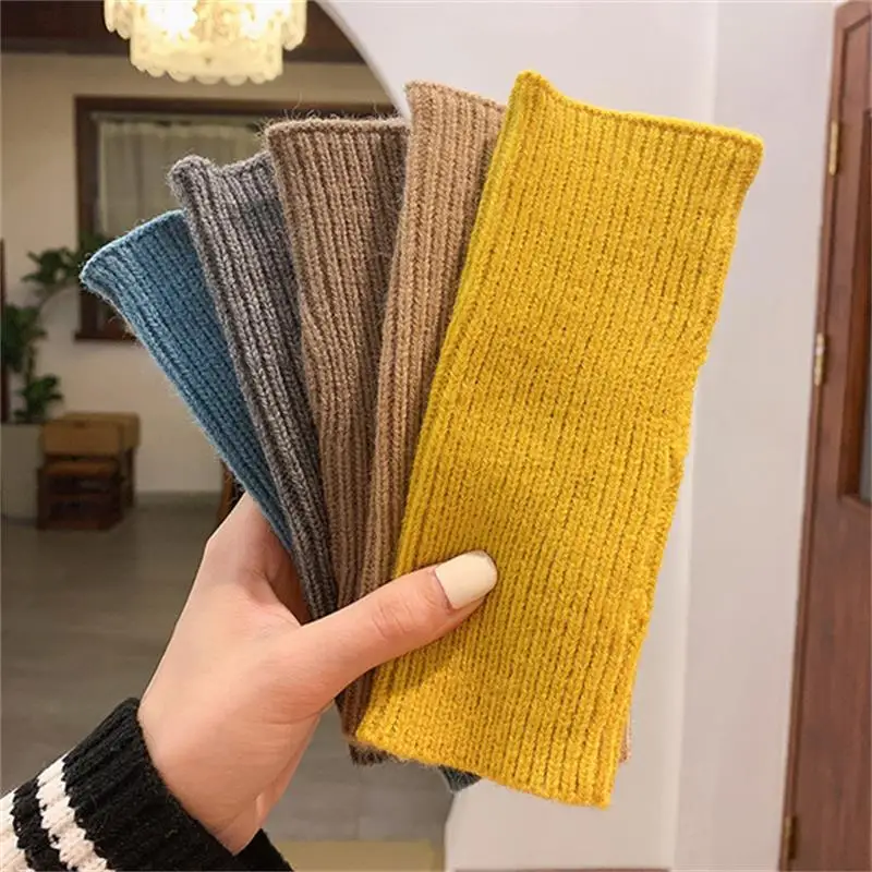 Korea New Half-finger Gloves Female Autumn and Winter Wool Warmth Fingerless Students Touch Screen Thick Knitted Wristband