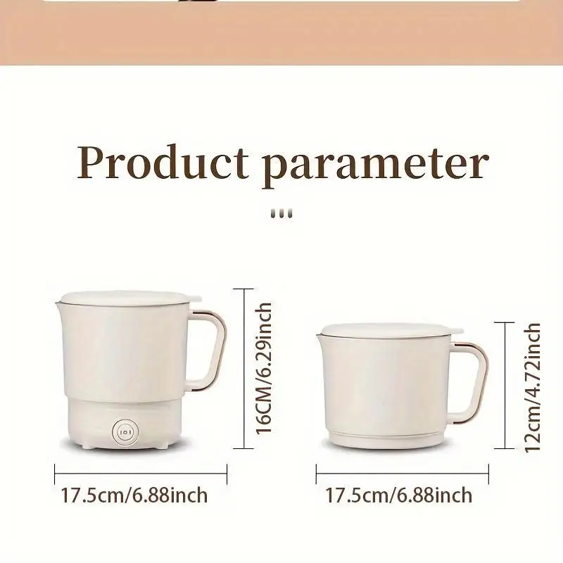 Description Picture 4 of itemPortable Electric Kettle, 500W Fast Boil Kettle with Detachable Lid, 1 Count Stainless Steel Electric Water Cup for Home Office