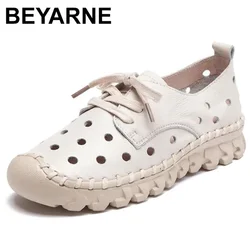 BEYARNE genuine leather ballet flat shoes women female casual shoes women flats shoes slip on leather Breathable zapatos mujer