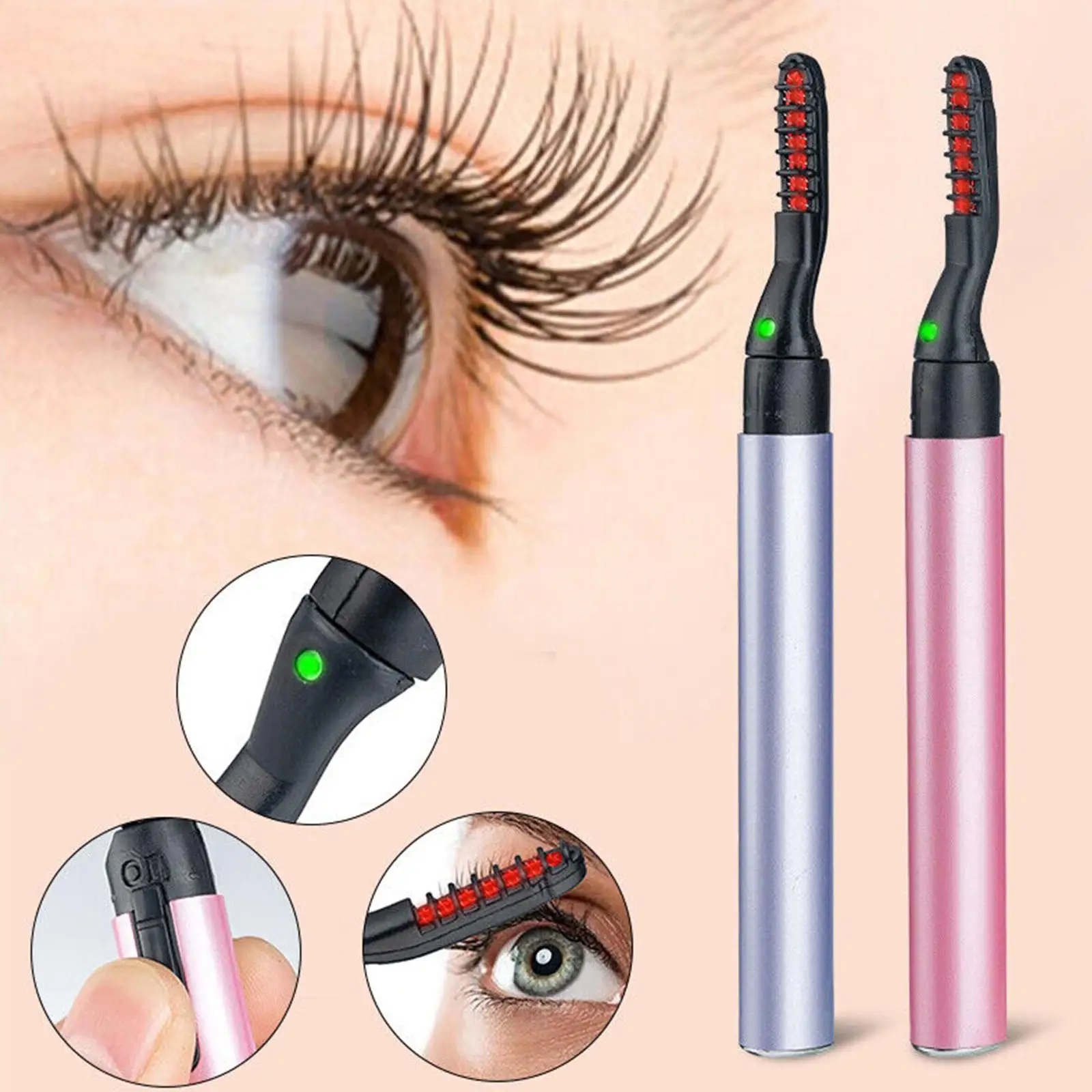 

Electric Eyelash Curler Long-lasting Curling Perm Heating Eyelash Curling Brush Ironing Eyelash Comb Eyelash Styling Makeup Tool