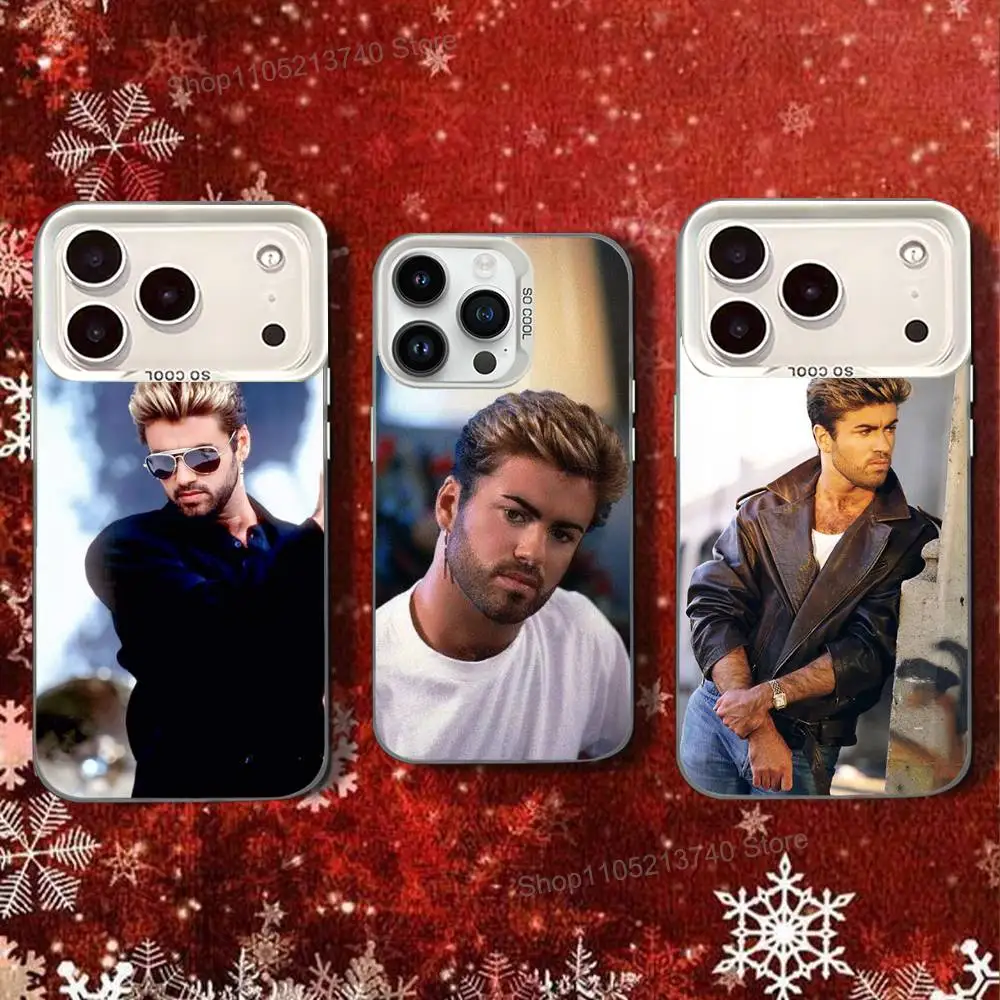 

g-George m-MichaelS Singer For iPhone 15,16,17,11,13,12,14,Pro,SE4,Max,Plus,Air,Mini Anti Fall White Hard Bumper Phone Case