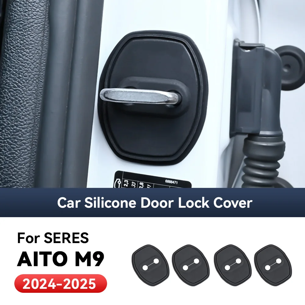 

4 шт., аксессуары для украшения автомобиля, силиконовая защита, автоматический дверной замок, защелка, амортизатор, чехол для серии AITO M9 2024 2025
