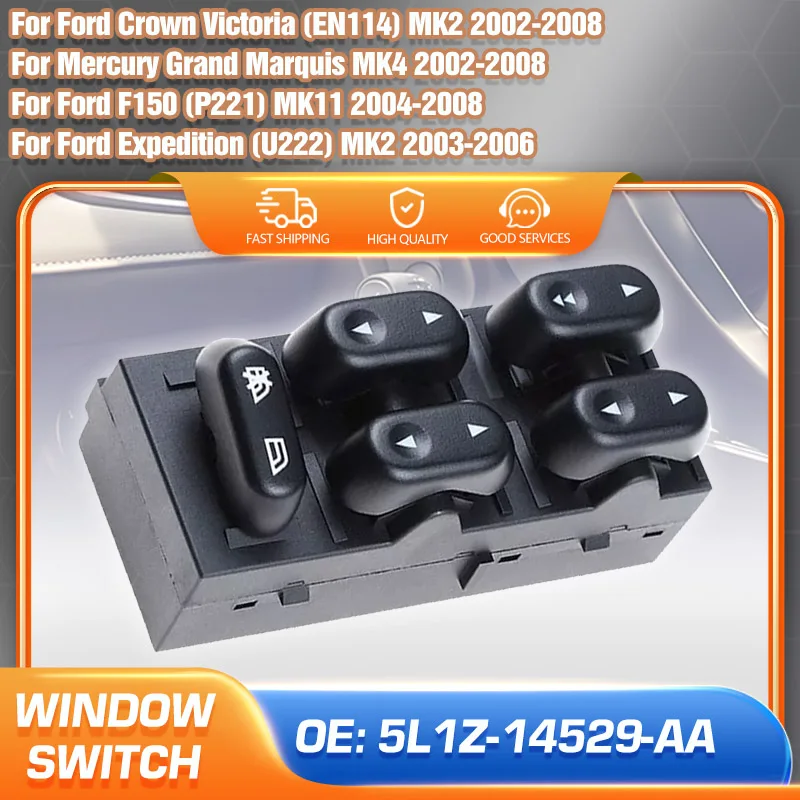 Power Window Master Switch 5L1Z14529AA For Ford F150 MK11 2004-2008 Ford Expedition MK2 2003-2006 Ford Crown Victoria 2002-2008