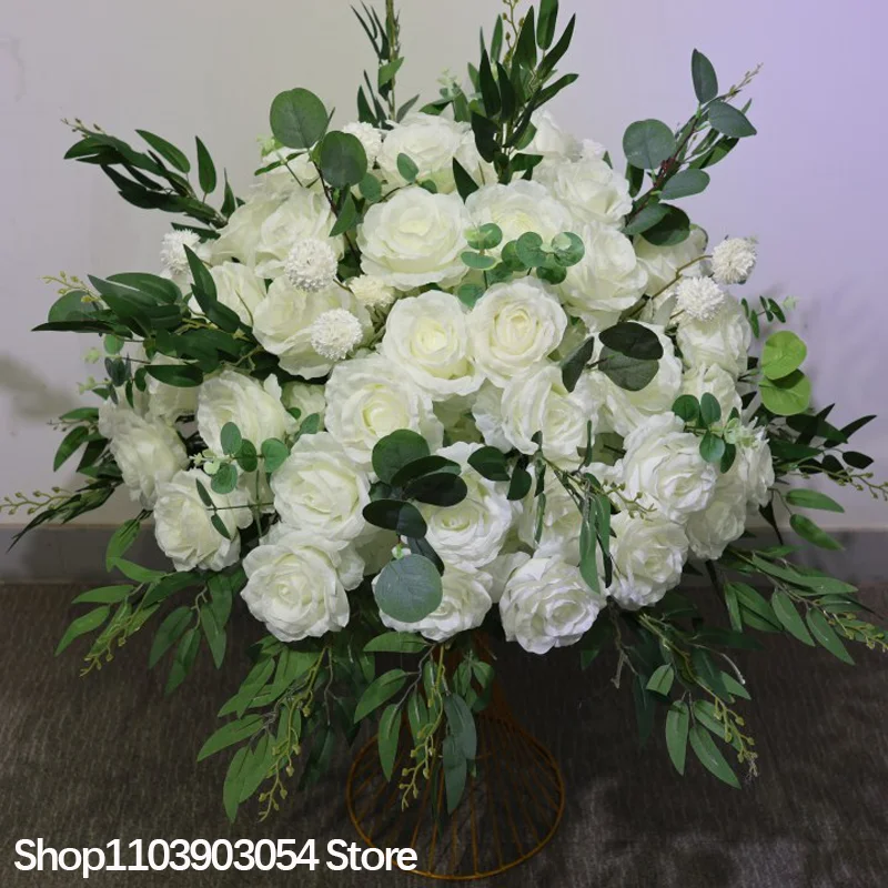 Gelbe Rose Sonnenblume Grünpflanzen Künstliche Tischdekorationen Blumenball Rasen Hochzeitsempfang Dekoration Event Bankett Party Requisiten – Detail 6