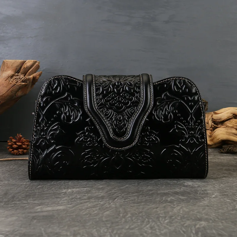 حقيبة كروس من الجلد الطبيعي على شكل زهور للنساء من الطبقة الأولى من جلد البقر حقيبة يد عصرية للسيدات من جلد البقر أو حقيبة كتف أو حبال