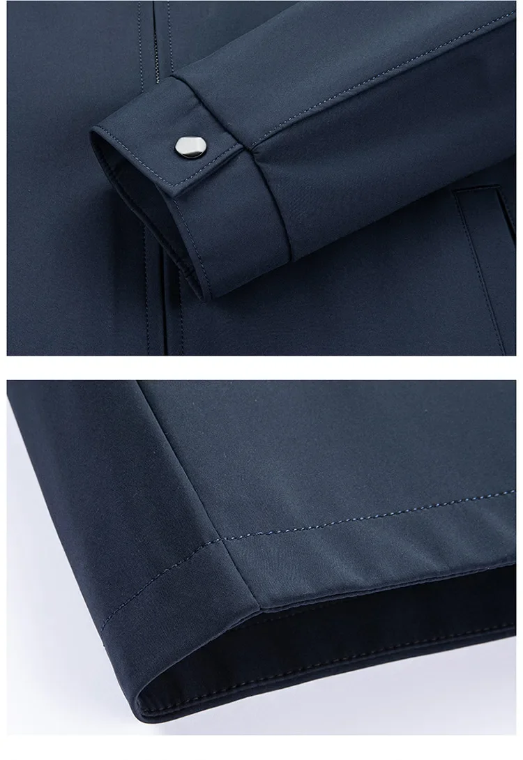 Herrenjacke mit Umlegekragen im Old-Money-Stil, einfarbig, lässige Oberbekleidung, Herbst 2026, neue Reißverschlussjacke – Detail 9
