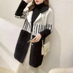 Cappotto di lana delle donne nuovo autunno inverno coreano tendenza delle signore imitazione di velluto di visone semplice Mid-Length femminile addensato Top Coat