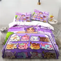 New Cartoon Game Cute Aphmau with Wings Bedding Set Sheet King Twin Double Child Bedding Set Mircofiber or Polyester Duvet Cover