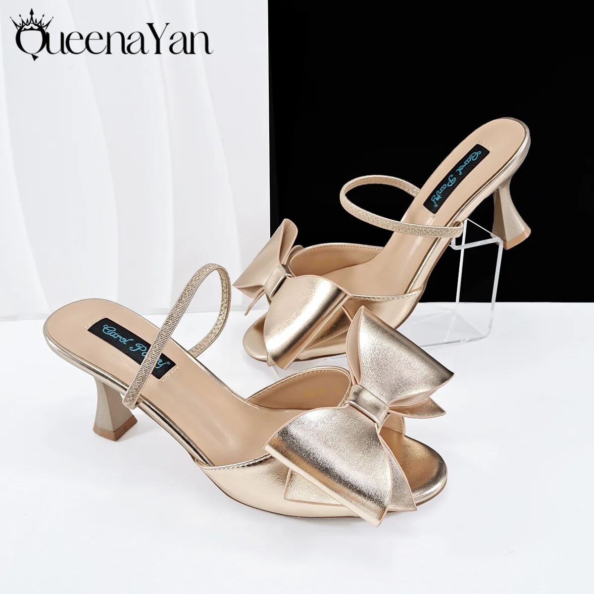Queena Yan 2025 Summer New Design Special Italian Women Heel Shoes and Bag Set Royal Blue Color Comfortable Heels With Rhineston view 3