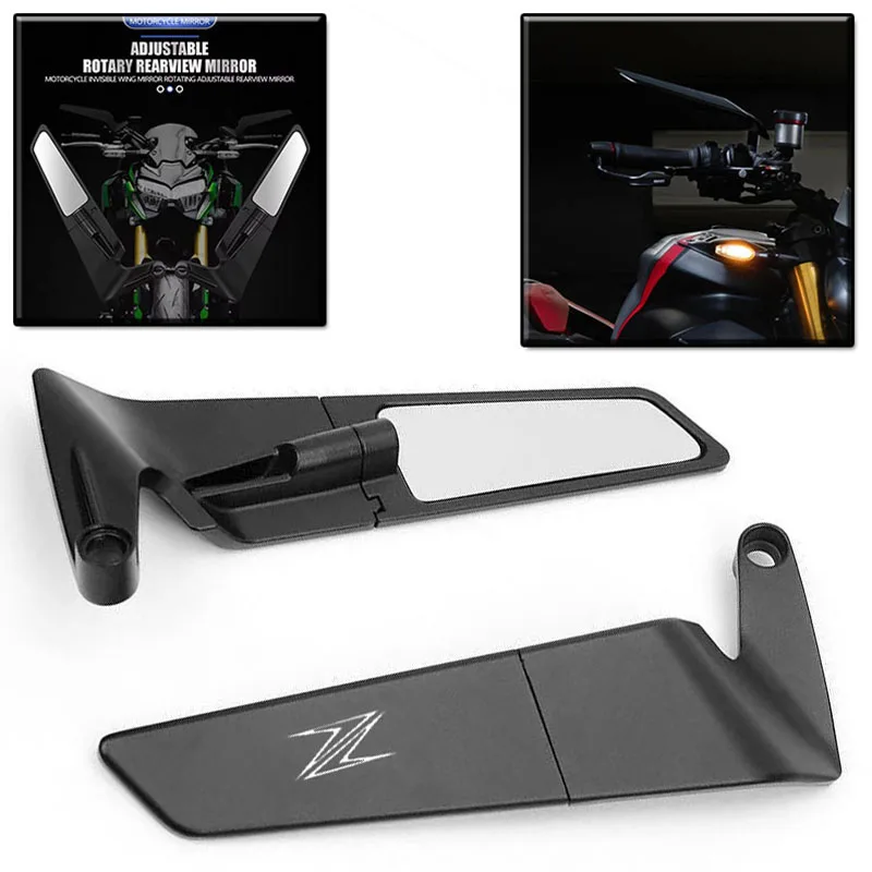 

Зеркала заднего вида CNC из алюминия для мотоциклов, в стиле Stealth Winglets, для Kawasaki Z1000 Z900 Z800 Z750 Z650 Z400 Z300, аксессуар