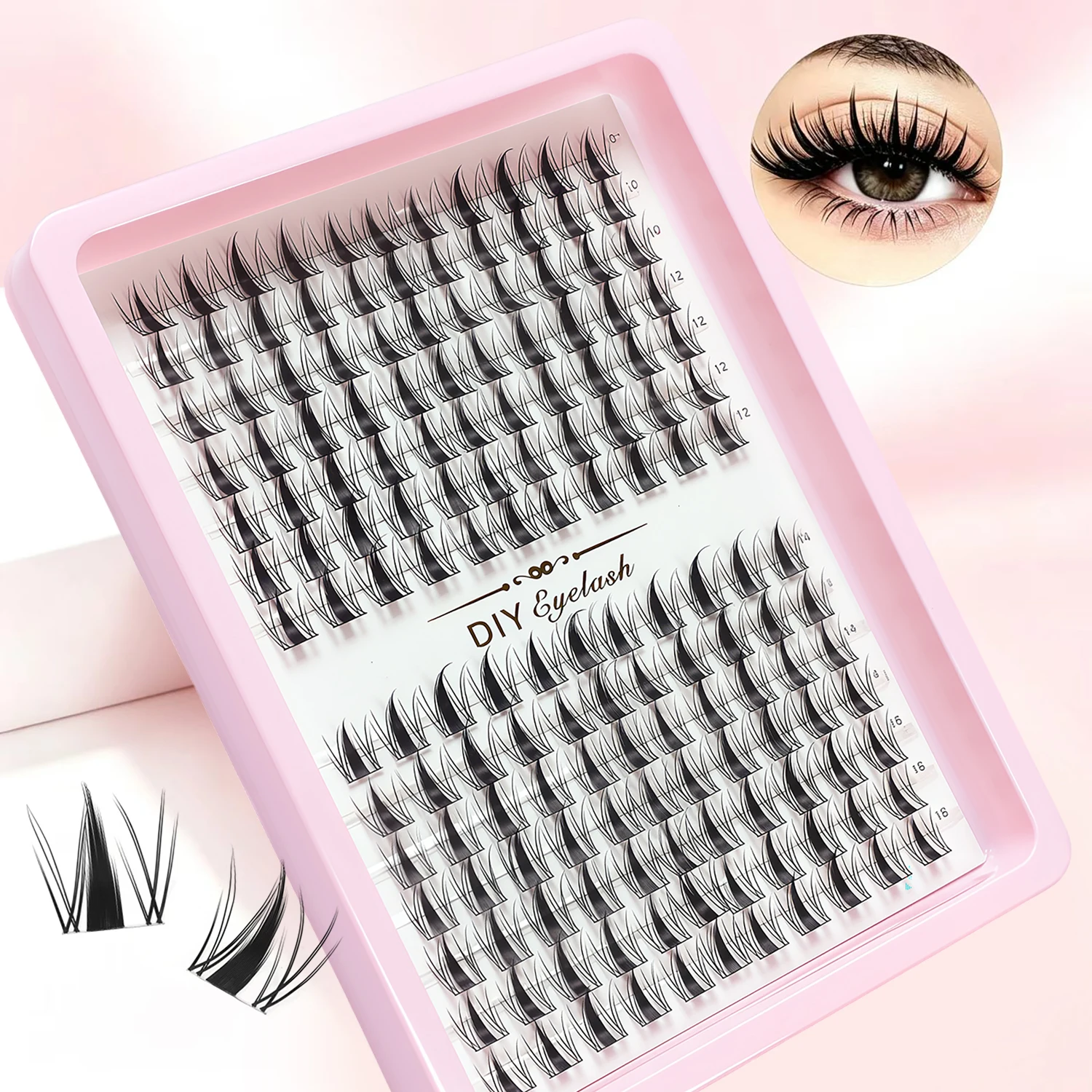 14 Reihen Kleine Hasen-Segmentierte Falsche Wimpern Natürliche Dreidimensionale Flauschige DIY Einzelne Wimpernbüschel