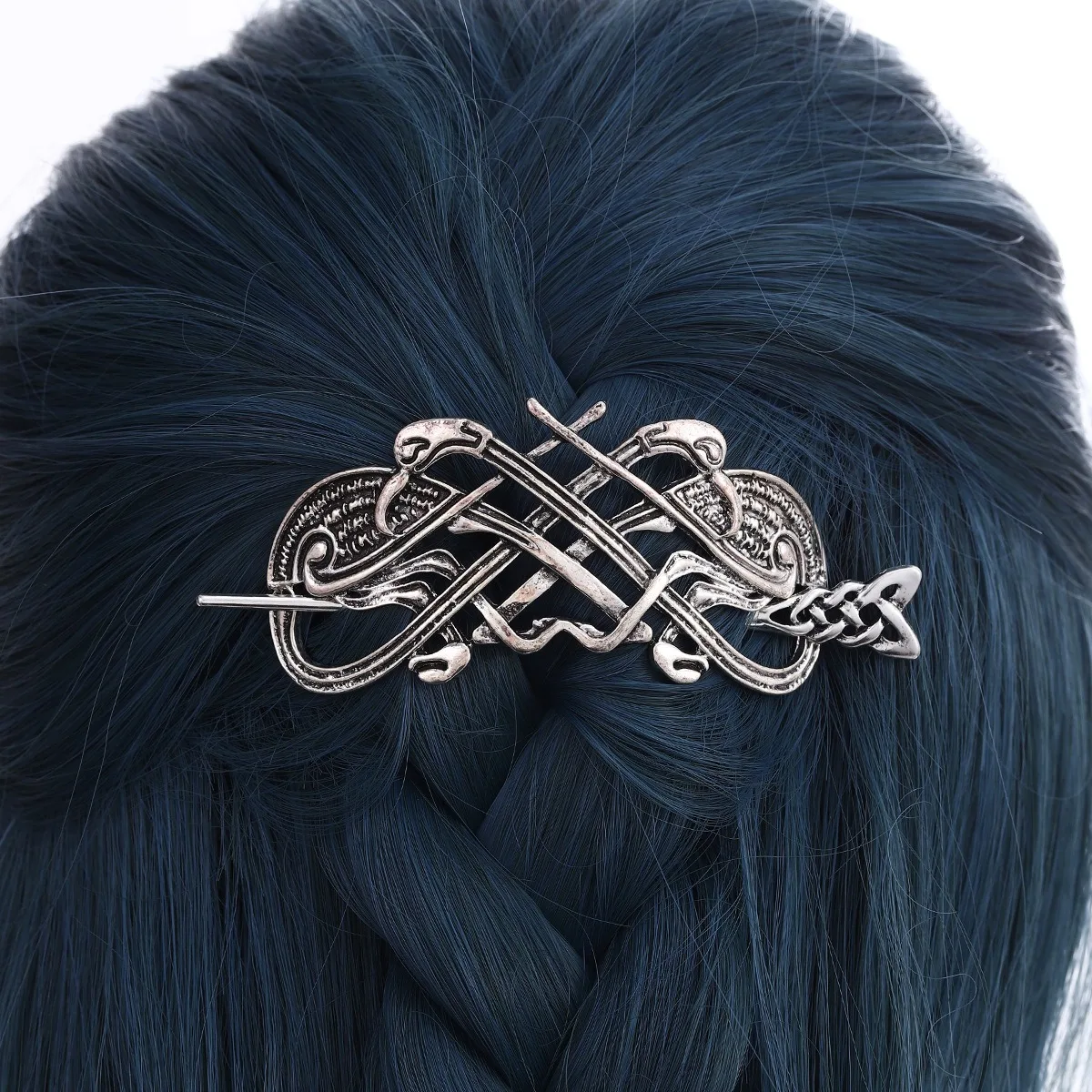 Viking Celtic Knot Double Snake Pin Hair Ornament Relief Wrapped Serpentine Hair Clip Retro COS Party Braiding Accessories