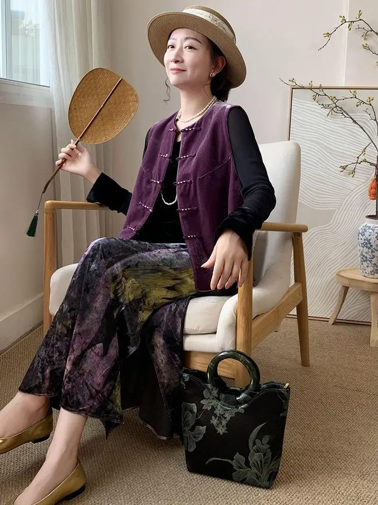 Jesień Nowy Retro Nowy Chiński Styl Lekka Luksusowa Tekstura Moda Rozmazana Spódnica Damska Wysoka Talia Wszechstronna Długa Spódnica A-Line