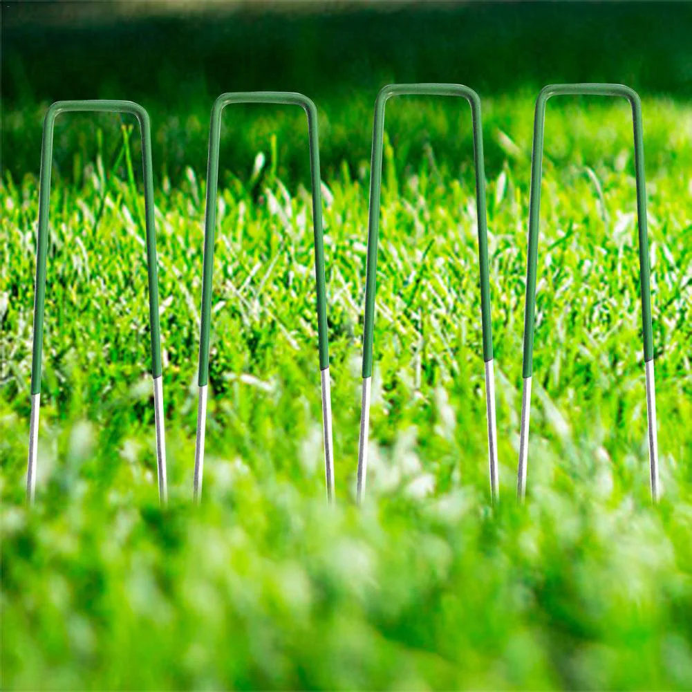 U-Shaped Garden Netting Pegs, Pegs, Stake, Durável e Corrosão, Nail Pins, Pilha para Gramado, Relvado, Anti-Bird, Fixação de Malha