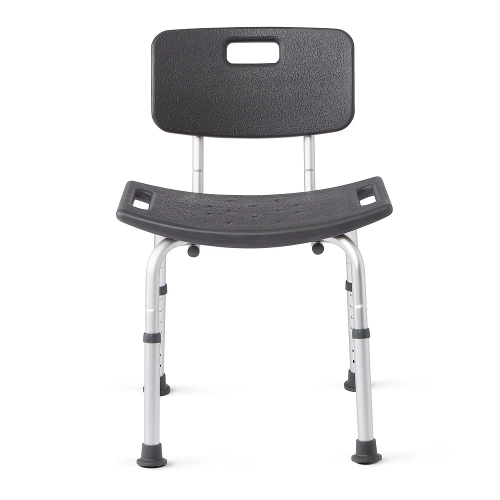 

Shower Chair with Backrest Tool-Free Assembly Antimicrobial Microban Lightweight Adjustable Height Bathroom Seat 300 lbs Weight