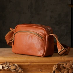 Handmade Genuine Leather Men Cross body Cling Bag Casual Outdoor Cowhide Leather Shoulder Bag Male Daily Office Messenger Bag