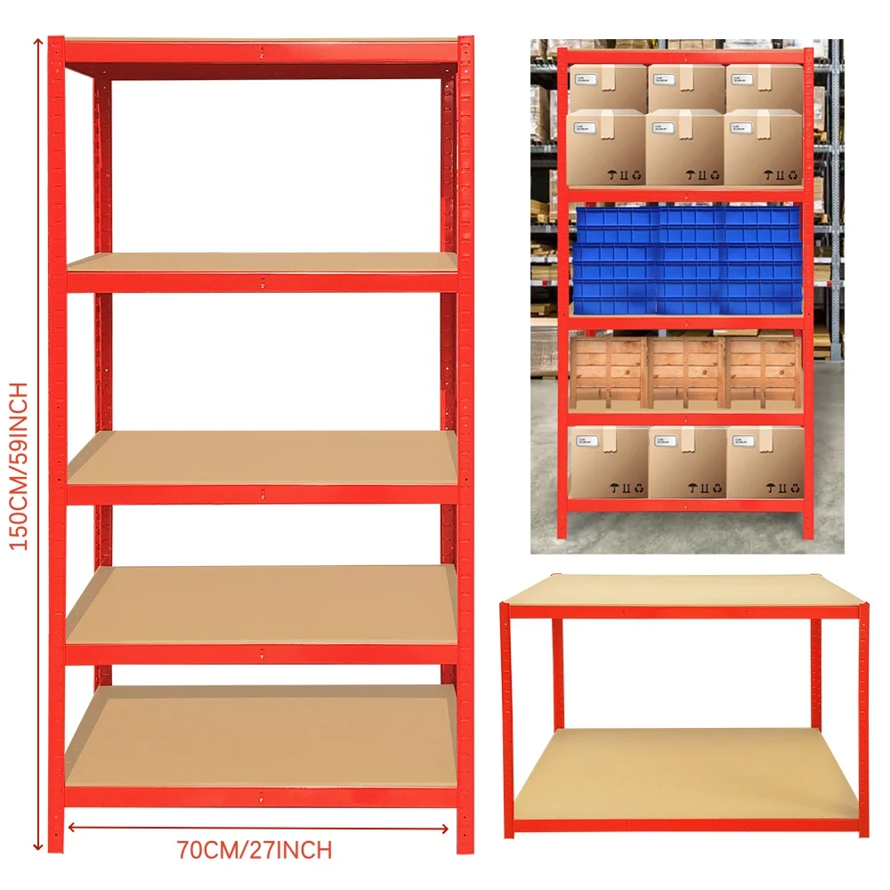 5 Tier Heavy Duty Galvanised Adjustable Shelf Racking Unit Storage Rack 875KG Capacity Metal Shelves Workshop, Shed, Office,Home image 3