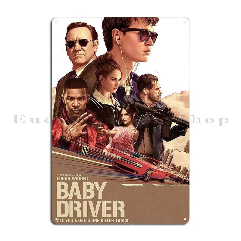 Baby Driver Movie Vintage 80s Metal Sign Wall Mural Cave Printing Cinema Rusty Tin Sign Poster