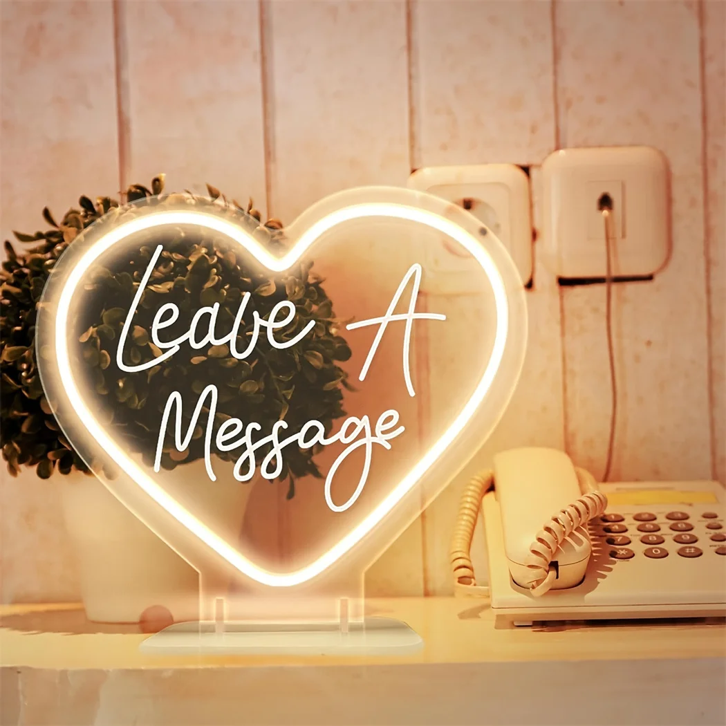 

Leave A Message Neon Signs Led Lights for Wedding Party 3D Carving Salon Business Desk Room Wall USB Neon Sign With Holder Base