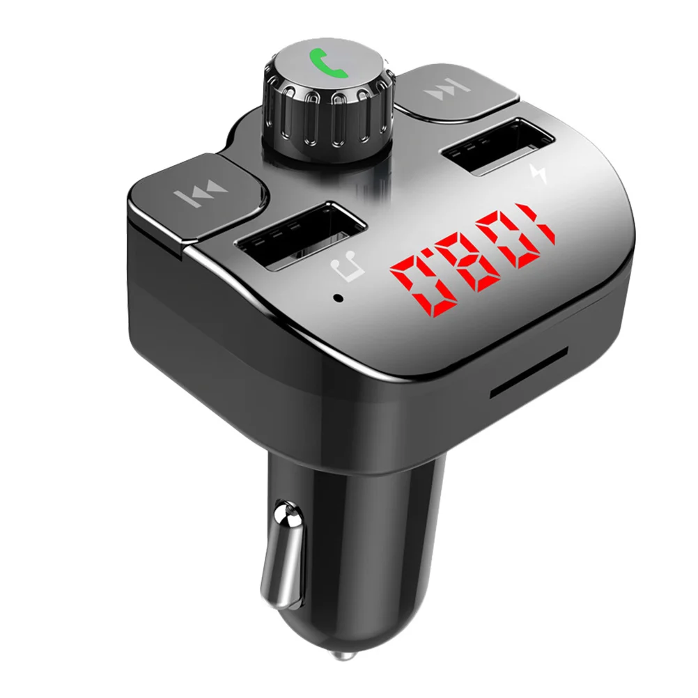 Transmisor Fm de música, lector de tarjetas Usb Dual, pantalla de voltaje, luz Led roja, reproductor Fm para coche, música automática, 1 ud.