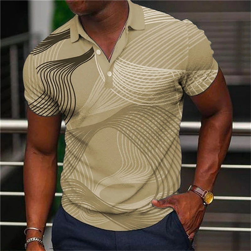 

3D Printed Striped Men's Polo Shirt Summer Fashion Short Sleeve Golf Shirt Casual Fashion Trend Classic Male Clothing Polo Tops