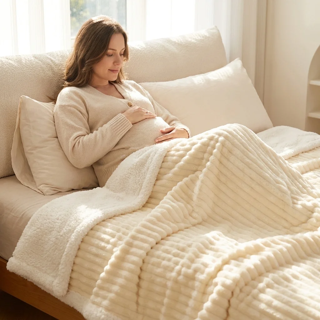 Double Layer Ribbed Blanket  Textured Stripe Plush Throw  Thick Warm Cozy Fuzzy for Bed Couch  All Sizes (Twin/Full/Queen/King)